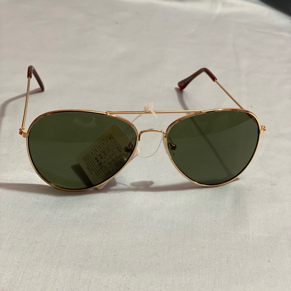 Gold-Rimmed Aviator Sunglasses